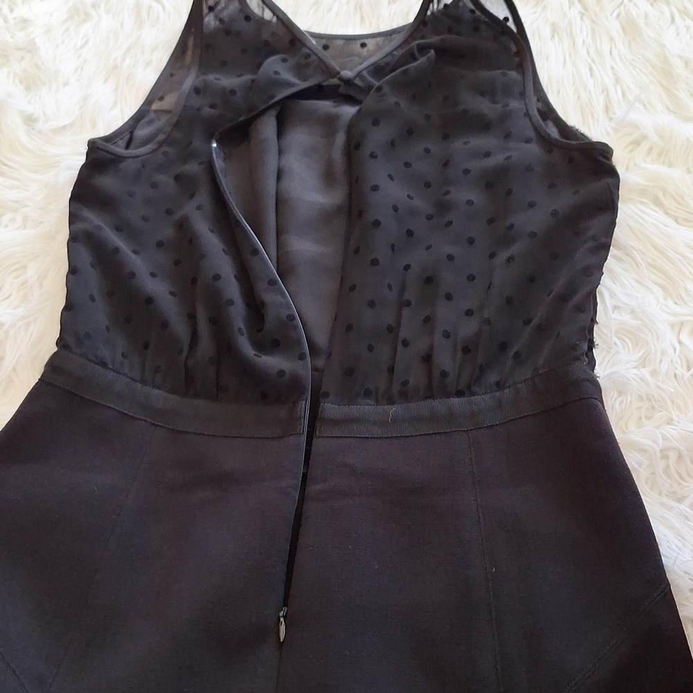 LOFT Black Polka Dot Layered Sheath Dress - Picture 8 of 14